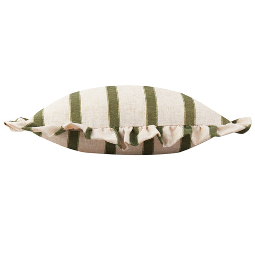 Connie Square Striped Ruffle Cushion Moss