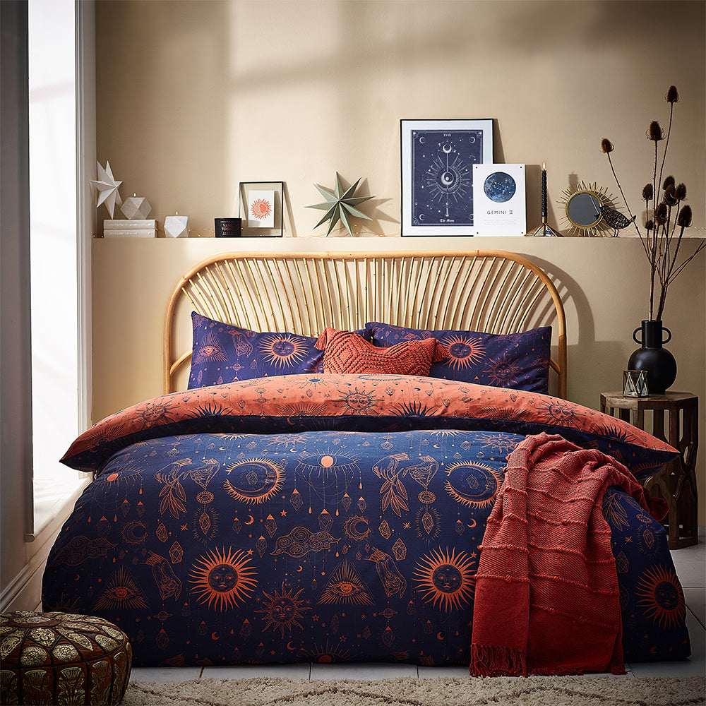  Blue Bedding - Constellation Celestial Duvet Cover Set Bronze/Navy furn.