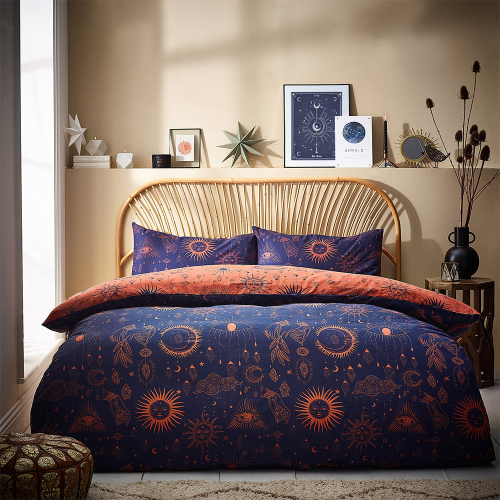 Constellation Celestial Duvet Cover Set Bronze/Navy