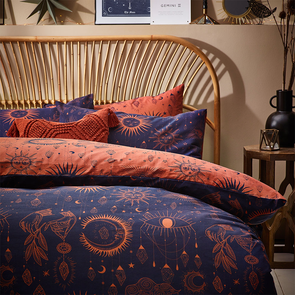 Constellation Celestial Duvet Cover Set Bronze/Navy