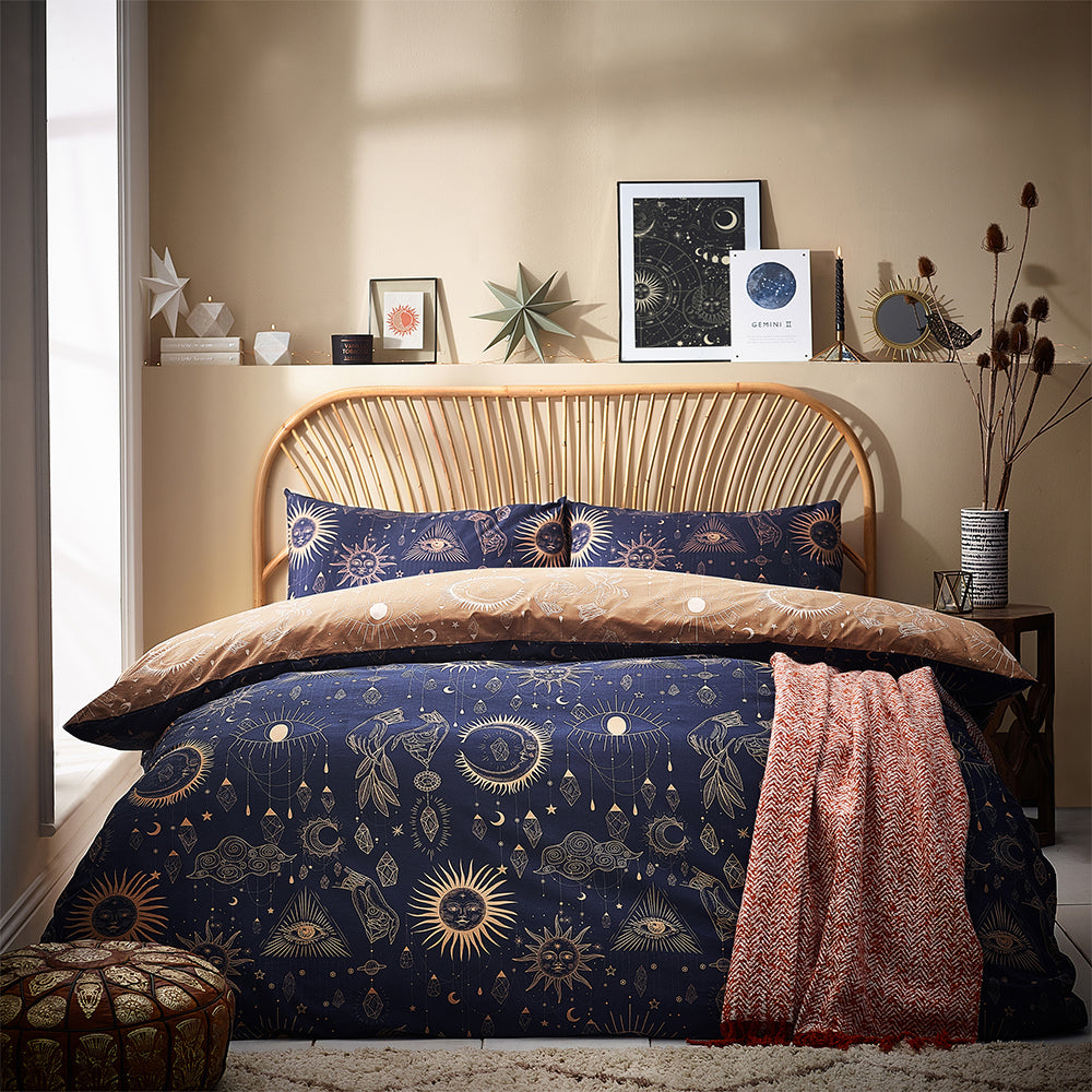 Blue Bedding - Constellation Celestial Duvet Cover Set Gold/Navy furn.