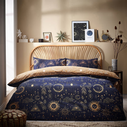 Blue Bedding - Constellation Celestial Duvet Cover Set Gold/Navy furn.