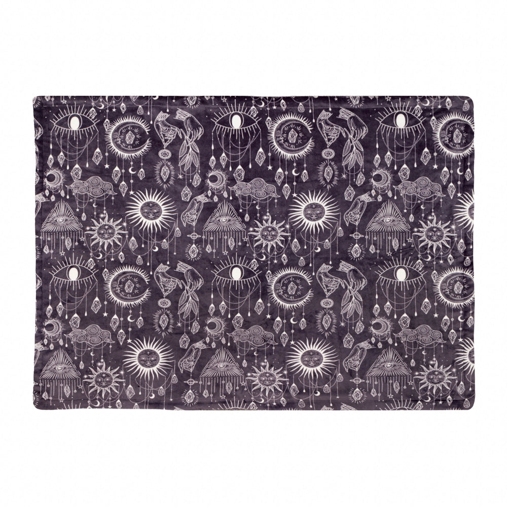 Constellation Printed Sherpa Fleece Throw Charcoal Cream
