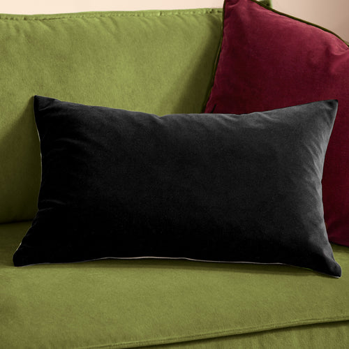 Plain Black Cushions - Contra Velvet Cushion Cover Black Furn