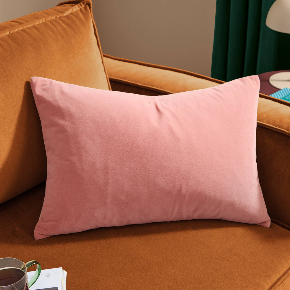 Plain Pink Cushions - Contra Velvet Cushion Cover Blush Furn