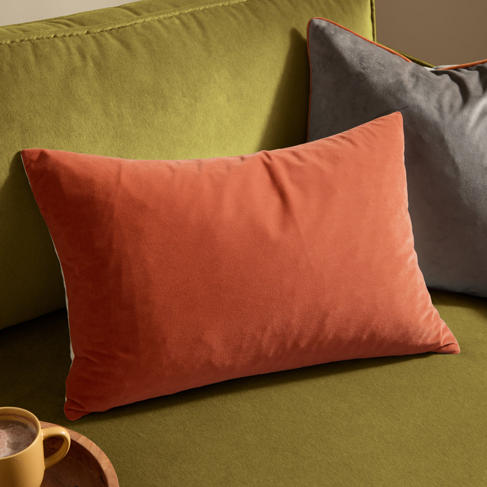 Plain Red Cushions - Contra Velvet Cushion Cover Brick Furn
