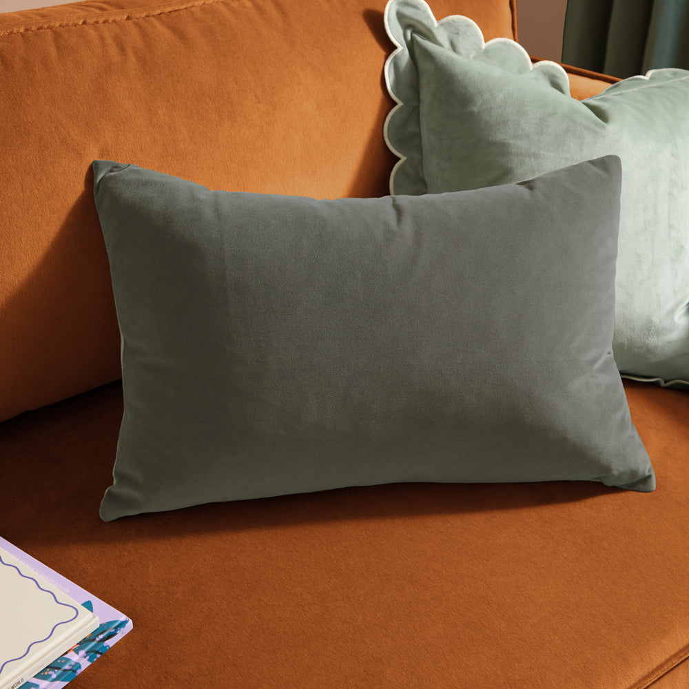 Plain Grey Cushions - Contra Velvet Cushion Cover Steel Furn