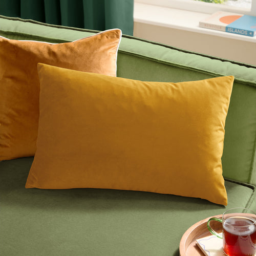 Plain Yellow Cushions - Contra Velvet Cushion Cover Mustard Furn