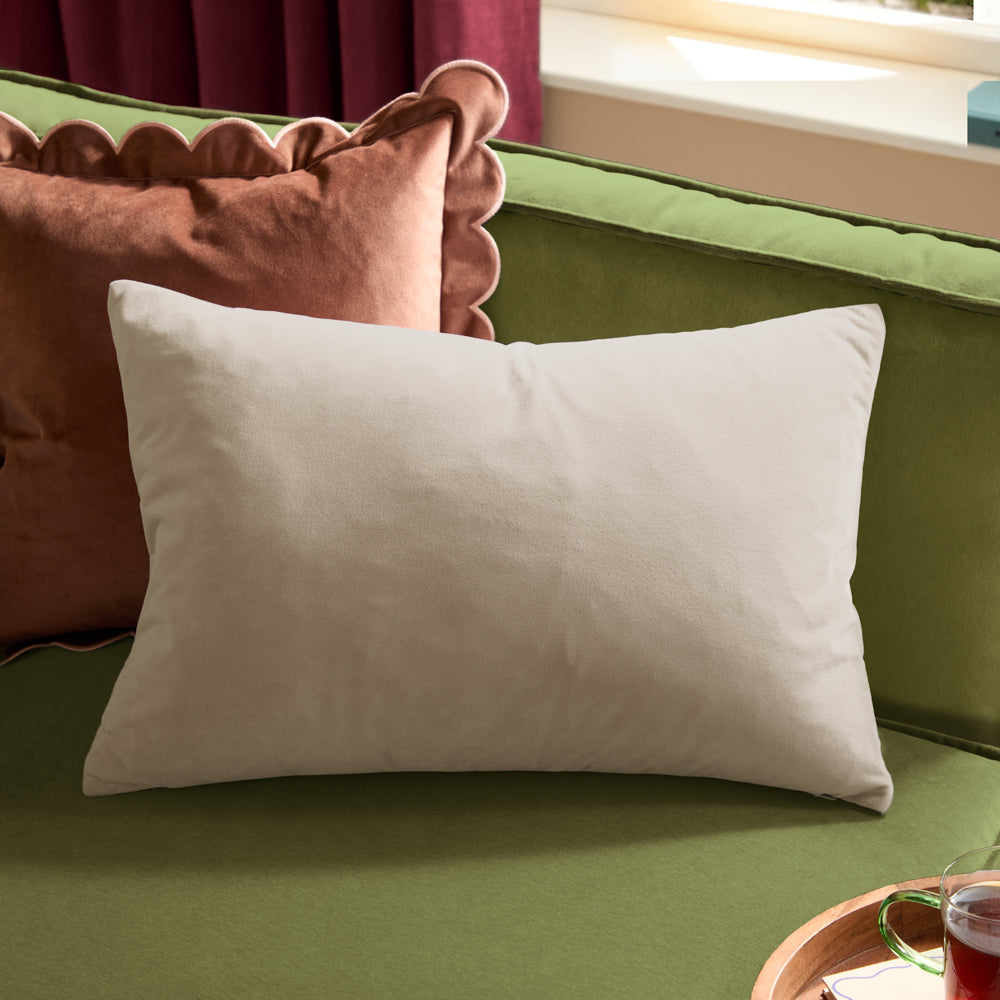 Plain Beige Cushions - Contra Velvet Cushion Cover Natural Furn