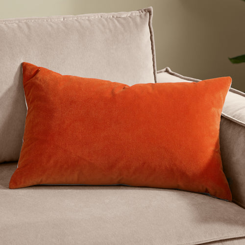 Plain Orange Cushions - Contra Velvet Cushion Cover Tangerine Furn