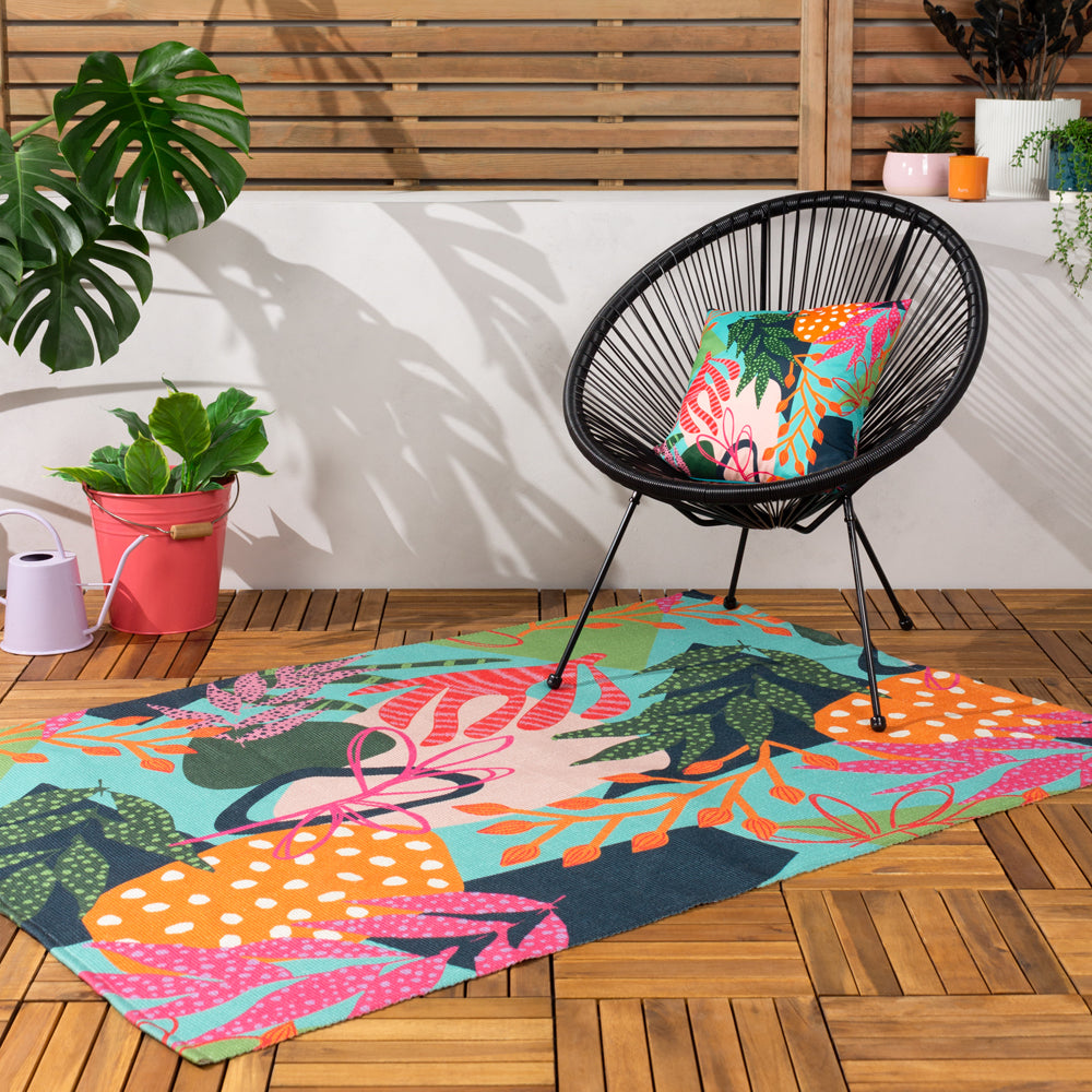 Floral Blue Rugs - Coralina 120x170cm Indoor/Outdoor Rug Aqua/Pink furn.