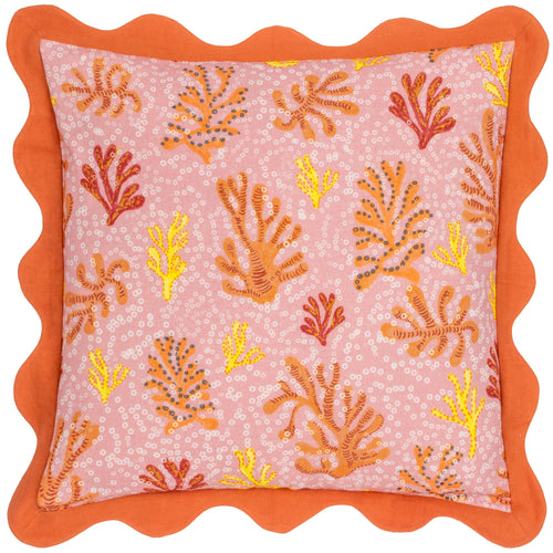 Floral Pink Cushions - Coral Scalloped Cushion Cover Sandy Pink furn.