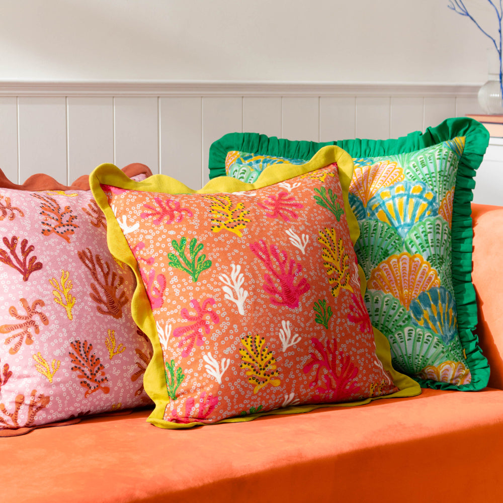 Coral Scalloped Cushion Sandy Pink