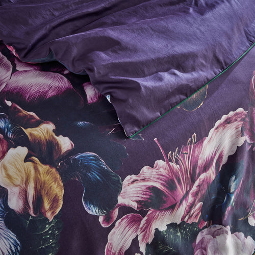 Floral Purple Bedding - Cordelia Floral 100% Cotton Duvet Cover Set Amethyst Paoletti
