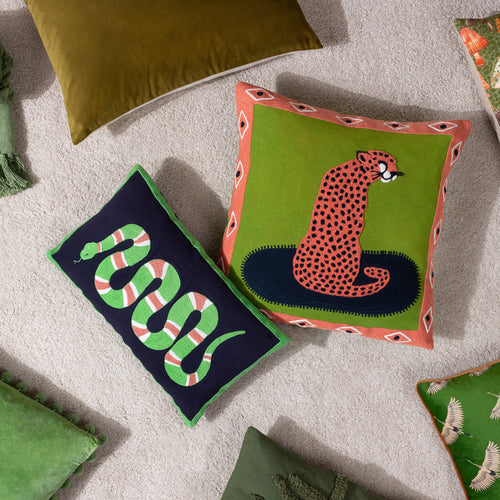 Animal Green Cushions - Coral Snake  Cushion Cover Lime furn.