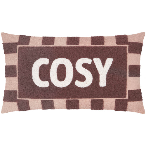Striped Red Cushions - Cosy Boucle Cushion Cover Pink/Chocolate Furn
