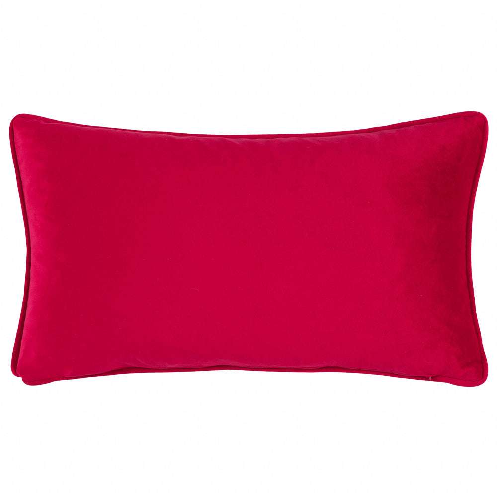 Cotswold Christmas Embroidered Velvet Cushion Cream/Burgundy