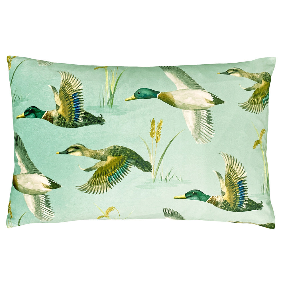 Country Green Duck Pond Rectangular Cushion Cover Mint Cushions Evans Lichfield furn