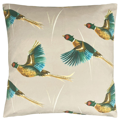 Animal Beige Cushions - Country Flying Pheasants Cushion Cover Mink Evans Lichfield