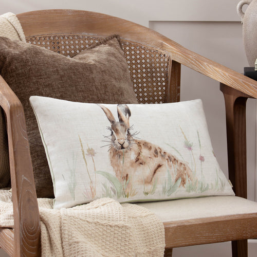 Animal Beige Cushions - Country Hare  Cushion Cover Natural Evans Lichfield