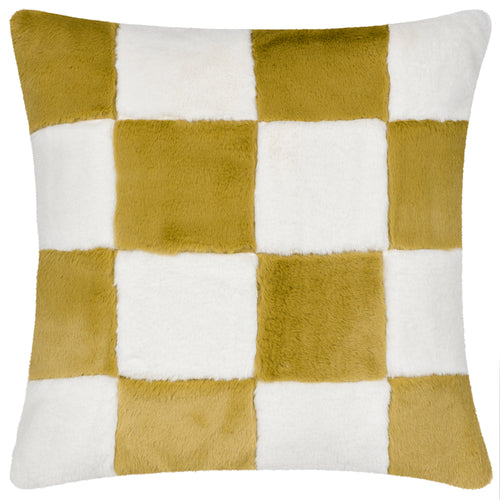 Check Green Cushions - Cozee Check Faux Fur Cushion Cover Olive Heya Home