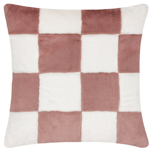 Check Pink Cushions - Cozee Check Faux Fur Cushion Cover Pink Heya Home