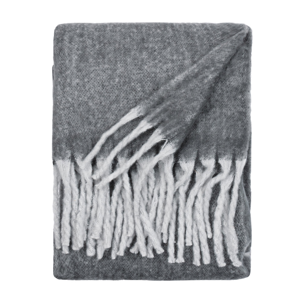 Cozy Woven Tasselled Throw Charcoal