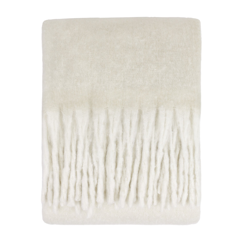 Cozy Woven Tasselled Throw Ecru