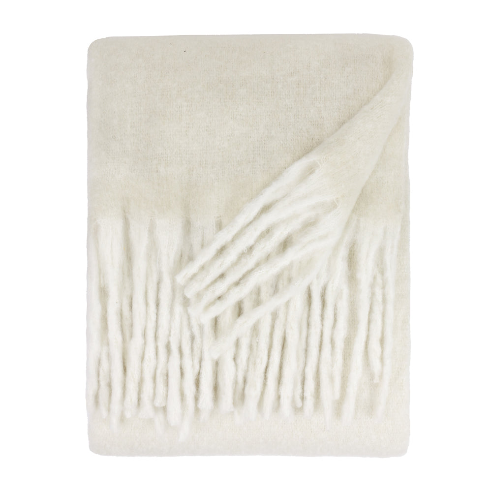Cozy Woven Tasselled Throw Ecru