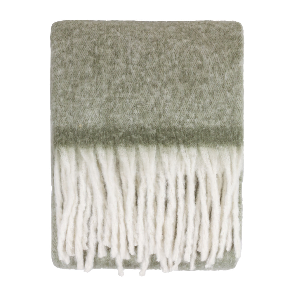 Cozy Woven Tasselled Throw Green