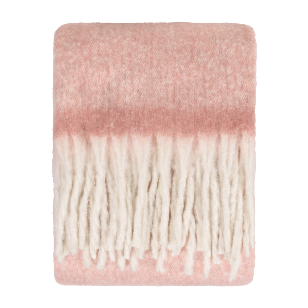 Cozy Woven Tasselled Throw Pink
