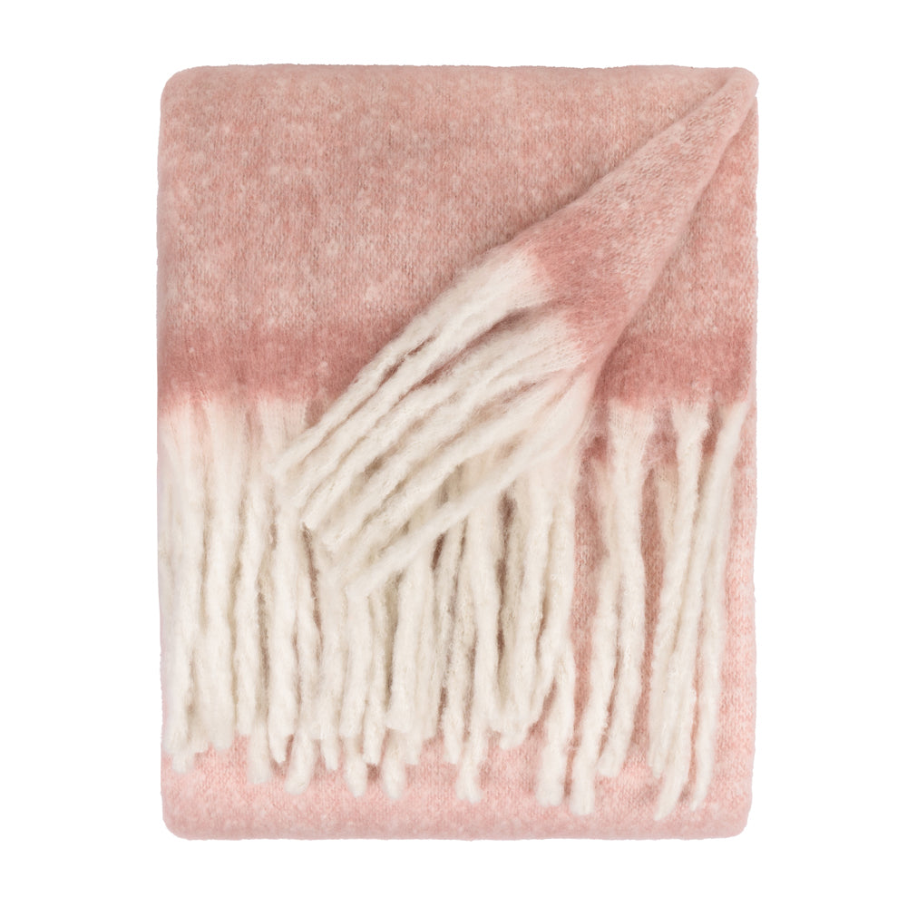 Cozy Woven Tasselled Throw Pink