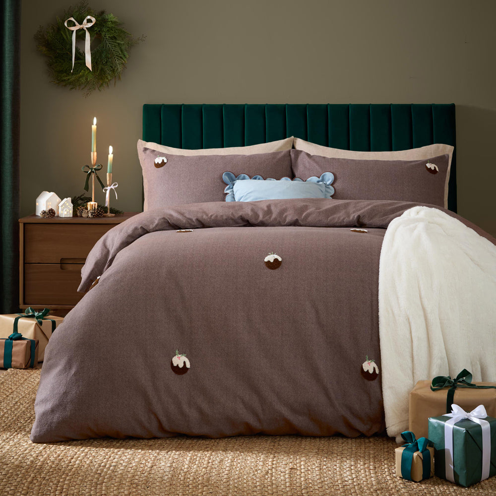  Brown Bedding - Christmas Pudding Tufted  Duvet Cover Set Chocolate Furn