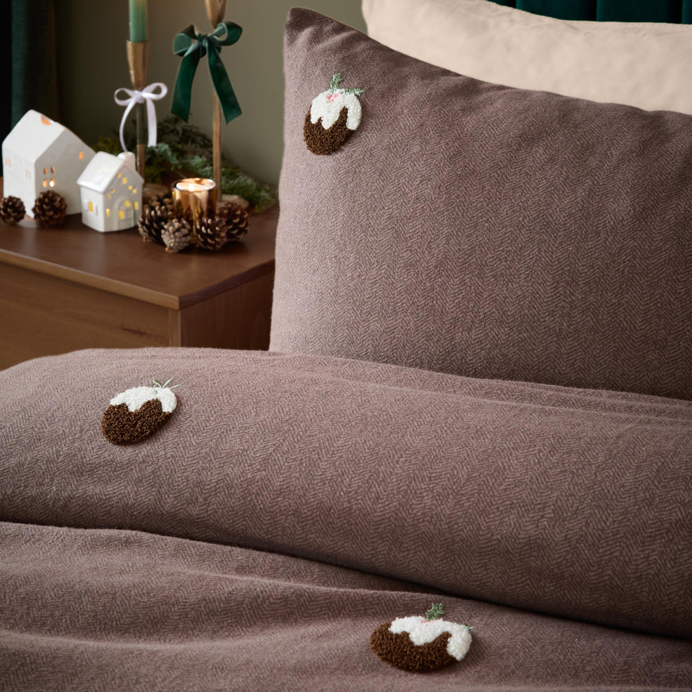 Christmas Pudding Tufted Duvet Cover Set Chocolate