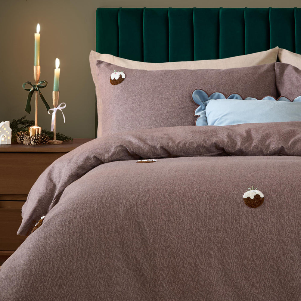 Christmas Pudding Tufted Duvet Cover Set Chocolate