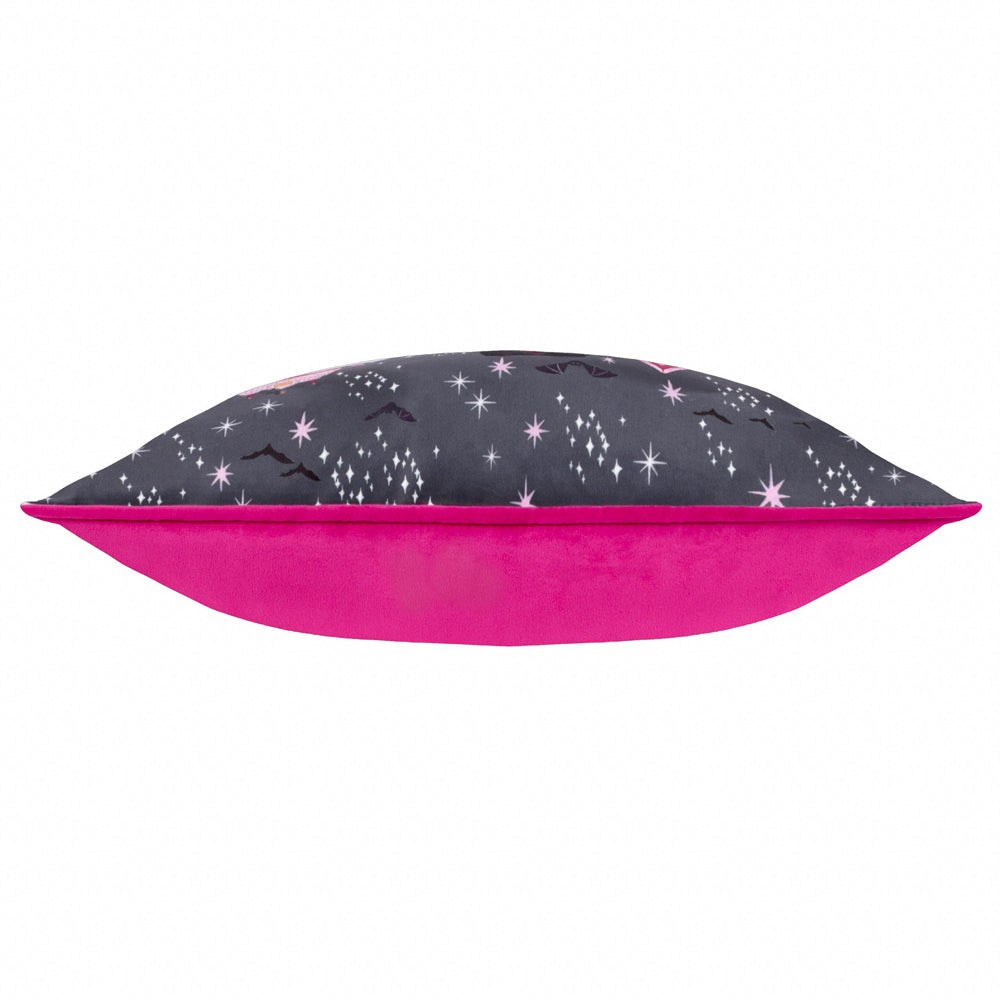 Creepy Town Velvet Piped Cushion Charcoal Black