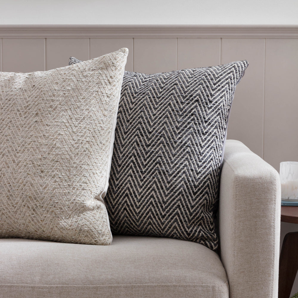 Croft Twill Woven Cushion Charcoal