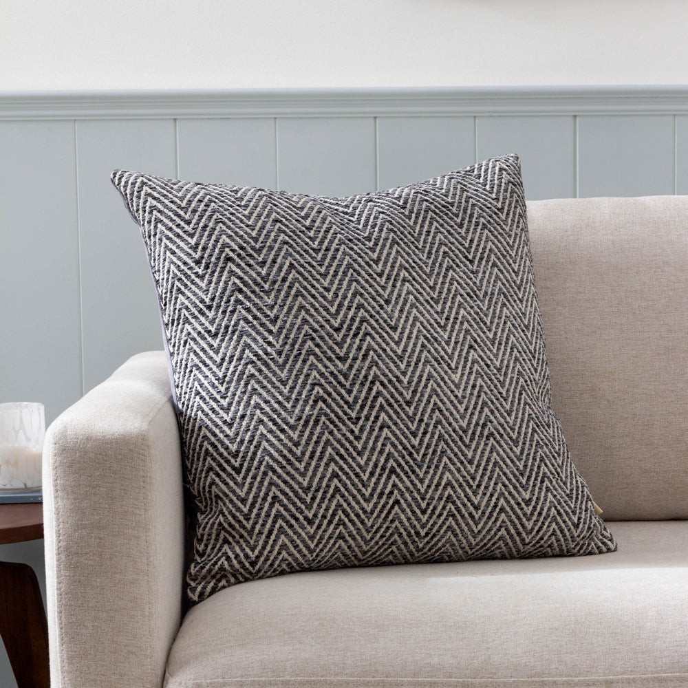Croft Grey Twill Woven Cushion Cover | Charcoal Cushions | Wylder