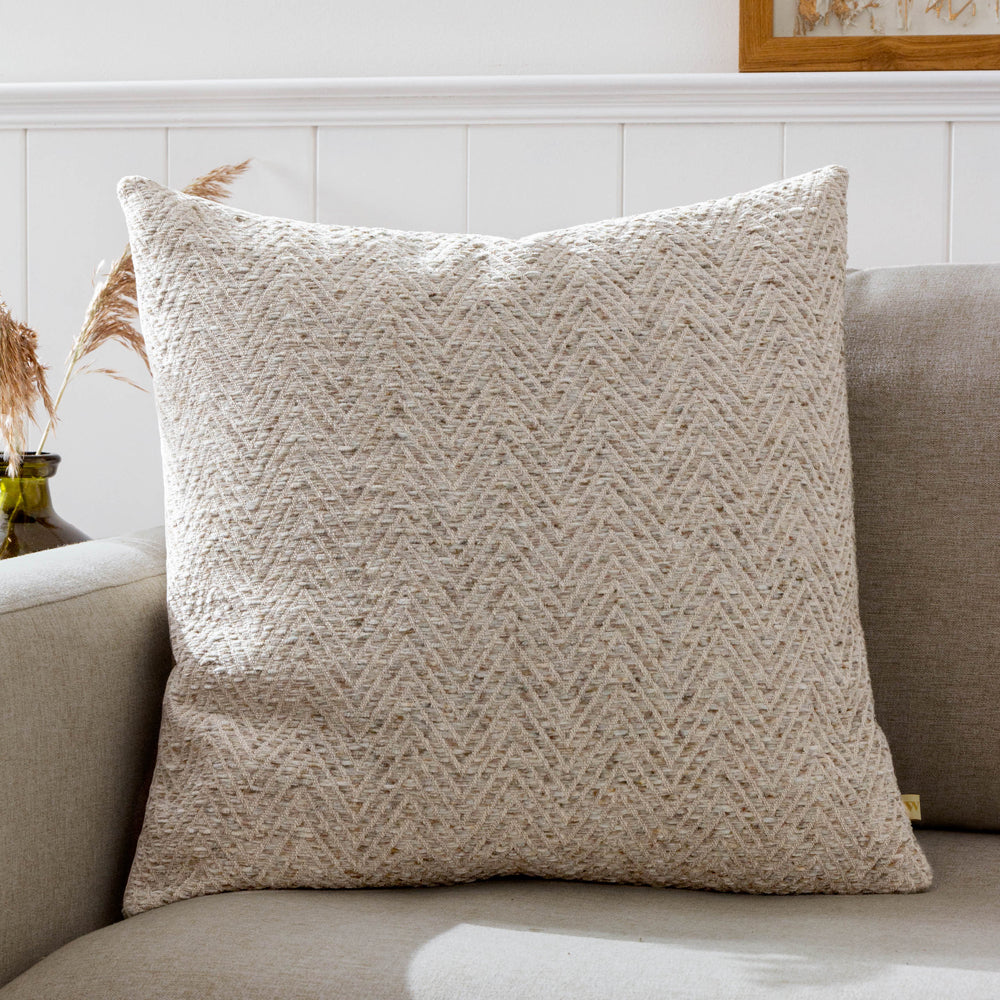 Croft Beige Twill Woven Cushion Cover | Natural Cushions | Wylder