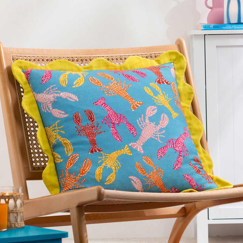 Animal Green Cushions - Crustaceans Scalloped Cushion Cover Aqua furn.