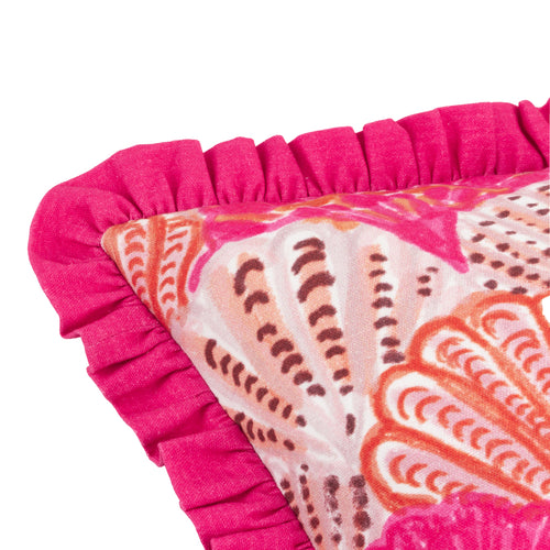 Abstract Pink Cushions - Clam Shells Frilled Cushion Cover Pink furn.