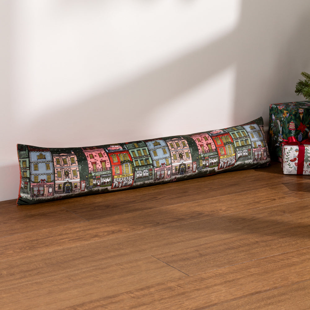 Abstract Green Cushions - Christmas Spirit Festive Draught Excluder Green/Red furn.