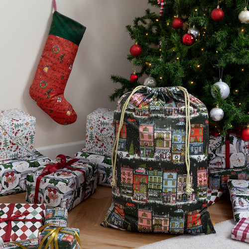  Multi Accessories - Christmas Spirit Printed Velvet Xmas Sack Multicolour furn.