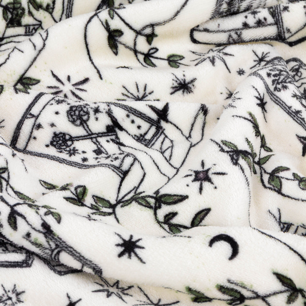 Celestial Stories Printed Sherpa Fleece Throw Green