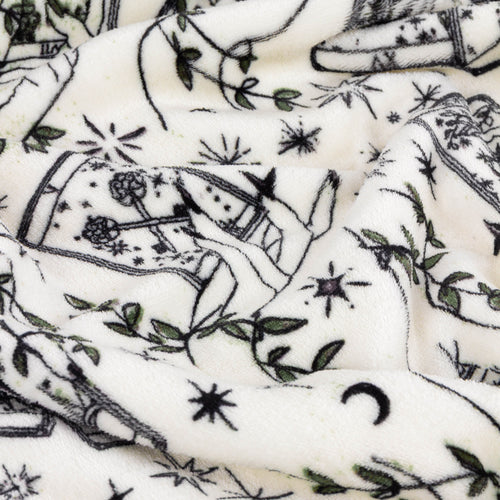 Celestial Stories Printed Sherpa Fleece Throw Green