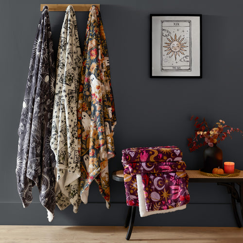 Celestial Stories Printed Sherpa Fleece Throw Green