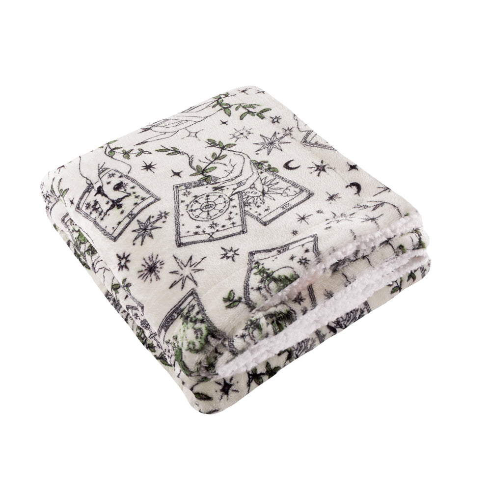 Celestial Stories Printed Sherpa Fleece Throw Green