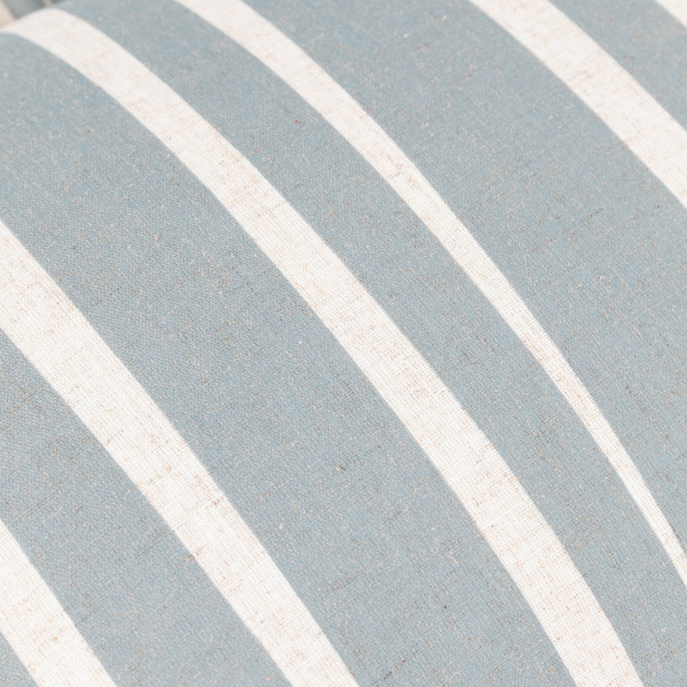 Carmon Stripe Ruffle Cushion Linen/Blue