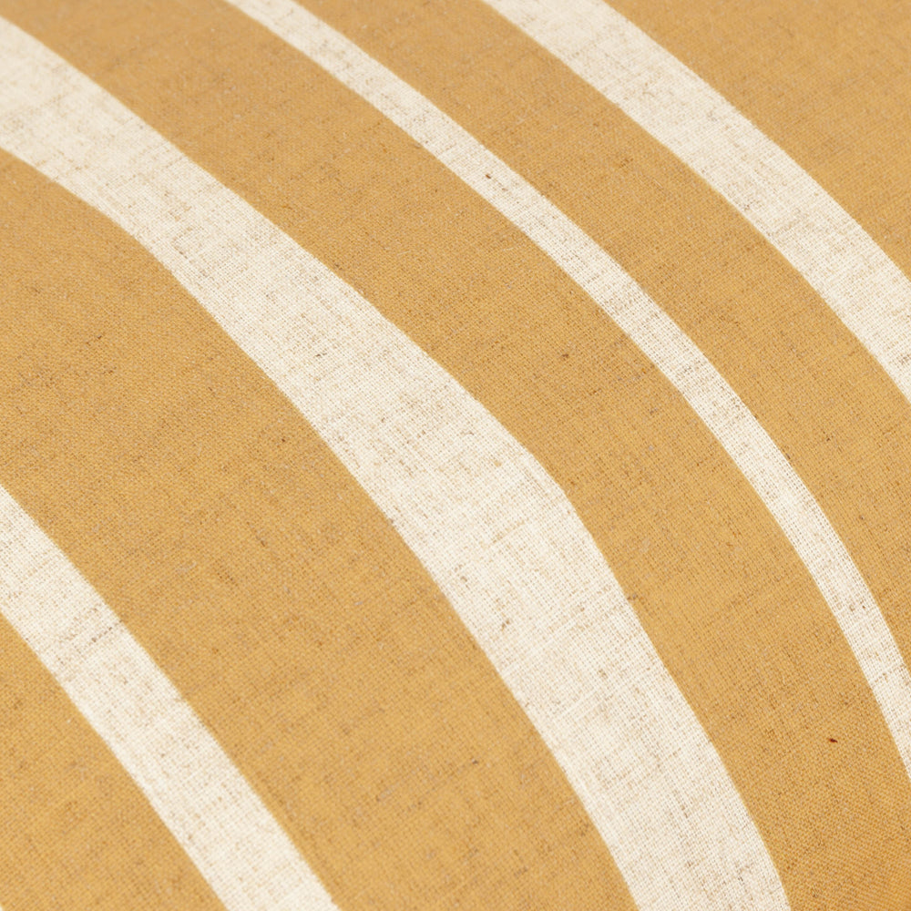 Carmon Stripe Ruffle Cushion Linen/Ochre