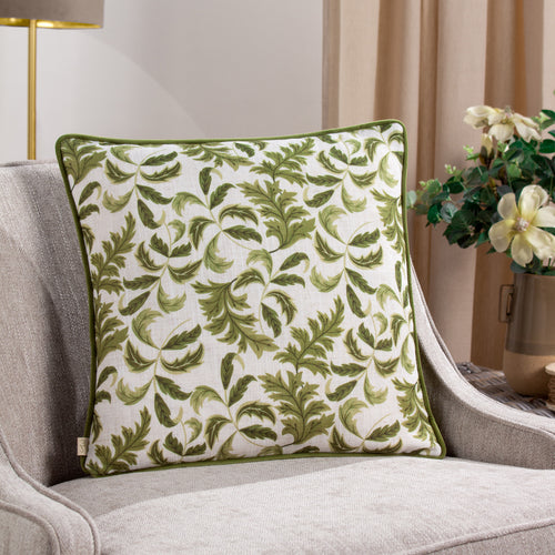 Green Cushions - Chatsworth Topiary Piped Cushion Cover Olive Evans Lichfield